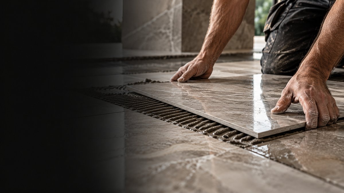 High-end stone bathroom with detailed tiling by SilvaStone NE